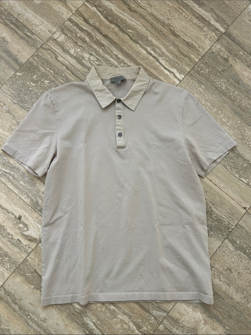 COS Men's Light Polo Shirt with Button Placket